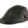 !!! LIVRAISON OFFERTE !!! Béret Chapeau Casquette Cuir Véritable Noir Réf 678