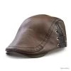 !!!! LIVRAISON OFFERTE !!! Casquette Béret Cuir PU Marron Clair Réf 974