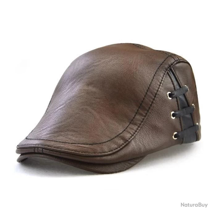 !!!! LIVRAISON OFFERTE !!! Casquette Béret Cuir PU Marron Clair Réf 974 1 !!!! LIVRAISON OFFERTE !!! Casquette Béret Cuir PU Marron Clair Réf 974