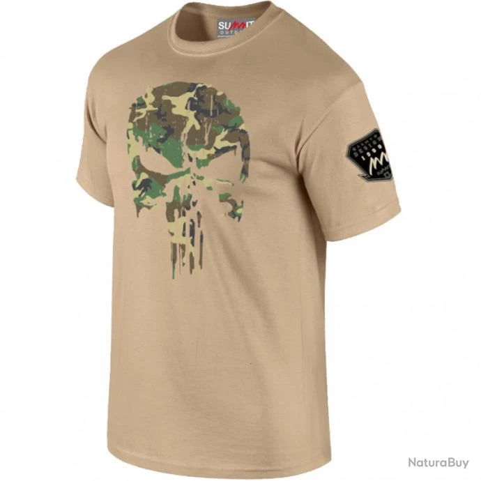 Tee Shirt Punisher Woodland (6 Coloris) (Taille M, Couleur Beige)