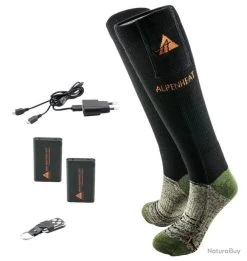 ALPENHEAT Chaussettes Chauffante Laine Kit Télé-commande S