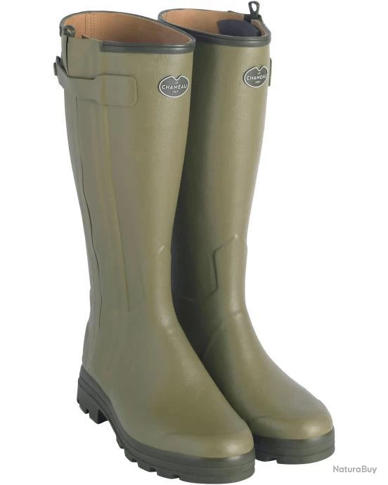 Le Chameau Bottes En Caoutchouc Chasseur Cuir Couleur Olive. 1 Le Chameau Bottes En Caoutchouc Chasseur Cuir Couleur Olive.
