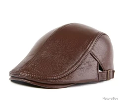 Casquette Béret Chapeau Cuir Véritable MARRON - LIVRAISON OFFERTE