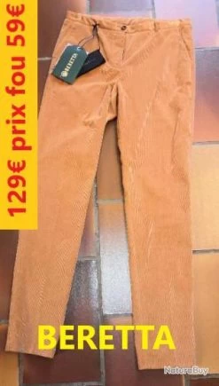 PANTALON BERETTA FEMME T 44 VELOURS ORANGE 98% Coton 2% Elastan Taille Basse CD341-44chgui