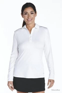 Polo Manches Longues Anti UV Femme- Slate/White White 42 (L)