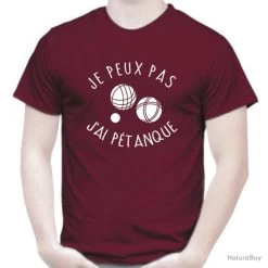 FRUIT OF THE LOOM T-SHIRT - JE PEUX PAS J'AI PÉTANQUE - Blague Drôle Humour Idée Cadeau Noël Anniversaire Collègue