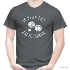 FRUIT OF THE LOOM T-SHIRT - JE PEUX PAS J'AI PÉTANQUE - Drôle Humour Blague Idée Cadeau Noël Anniversaire Collègue