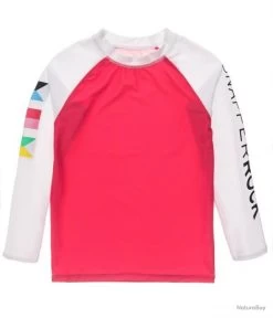 T-Shirt Anti-UV Pour Garçon Fliers Maritime - Manches Longues - Corail / Blanc Rouge 140/146 Cm