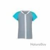 T-Shirt Anti-irritations à Manches Courtes Et à Fermeture éclair, Turquoise Et Gris 98-104 Cm