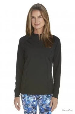 T-shirt De Bain Manches Longues Anti UV Femme Zip - Black 42 (L)