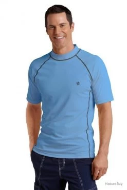 T Shirt De Bain Anti UV Pour Homme Bleu Bleu