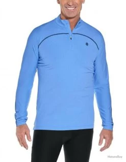 T Shirt De Bain Pour Homme Manches Longues Nocona Zip Surf Blue Bleu