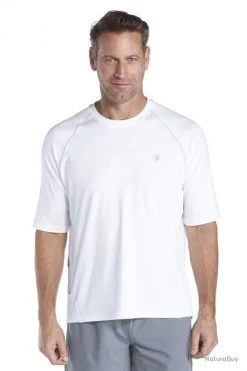 T Shirt Manches Courtes Pour Hommes Anti UV, Blanc 42 (L)