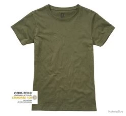 TEE SHIRT FEMME VERT OLIVE COL ROND 100% COTON BRANDIT WEAR