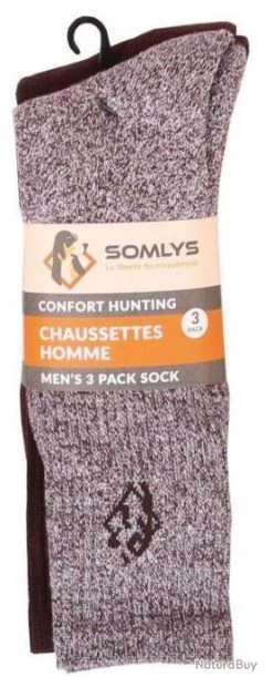 Pack 3 Chaussettes Somlys 060 Confort Hunting - 40 -Big Chocolate Outoutd. 00002 Pack 3 chaussettes Somlys 060 Confort Hunting 40
