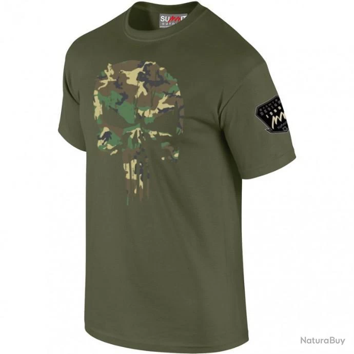 Tee-shirt Punisher Kaki Woodland 1 Tee-shirt Punisher Kaki Woodland