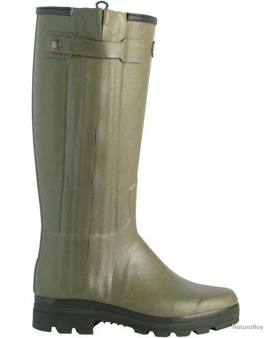 Le Chameau Bottes En Caoutchouc Chasseur Cuir Couleur Olive. 3 Le Chameau Bottes En Caoutchouc Chasseur Cuir Couleur Olive. – Image 3