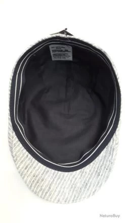 CASQUETTE PLATE EN LIN BLEU/BLANC T61 -Big Chocolate Outoutd. 00003 CASQUETTE PLATE EN LIN BLEU BLANC T61