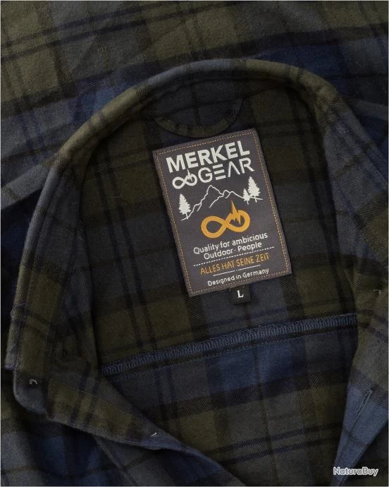 Chemise Everyday Couleur Olive Carreaux Bleu. 3 Chemise Everyday Couleur Olive Carreaux Bleu. – Image 3