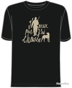 T Shirt Bartavel Noir J Peux Pas J Ai Chasse