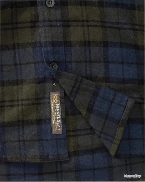 Chemise Everyday Couleur Olive Carreaux Bleu. 4 Chemise Everyday Couleur Olive Carreaux Bleu. – Image 4