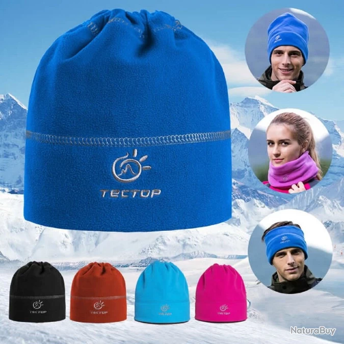 Bonnet, Tour De Cou Ou Bandeau, Polaire, Bleu. 6 Bonnet, Tour De Cou Ou Bandeau, Polaire, Bleu. – Image 6