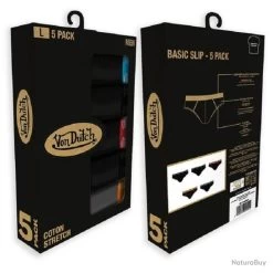 PACK DE 5 SLIPS HOMME COULEURS ASSORTIES VON DUTCH -Big Chocolate Outoutd. 00006 PACK DE 5 SLIPS HOMME COULEURS ASSORTIES VON DUTCH