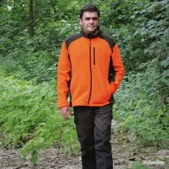 Blouson Polaire Brodé Chasse KAKI ORANGE Taille 06