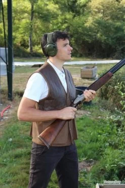 Gilet De Chasse En Cuir Chasse Elégance CE54 -Big Chocolate Outoutd. 00014 Gilet de chasse en cuir Chasse Elegance CE54